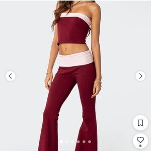 Edikted Burgundy and Pink Strapless Set